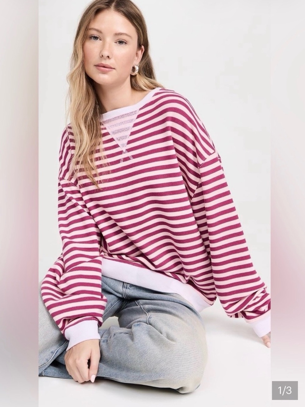 Free People We the Free Classic Striped Sweatshirt EUC